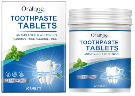 62 Stück Zahnpasta Tabletten Toothpaste Tablets Zahnputztabletten Feste Zahnpasta Kautabletten Repariert Den Zahnschmelz und Erfrischt Den Atem für Den Außenbereich Geeignet