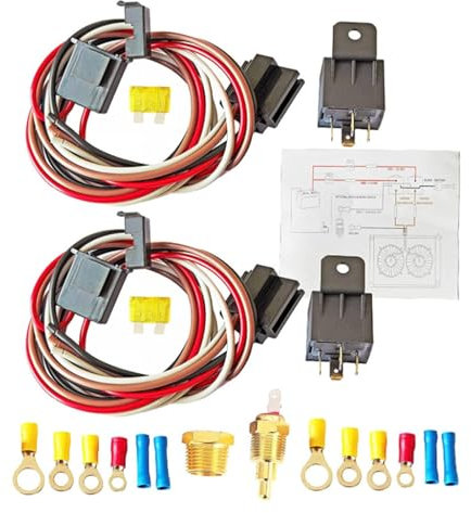 Radiator Fan Relay Kit, Automotive Electric Fan Relay Kit, Radiator Fan Button 12v40a | Waterproof Accessories with Temperature Sensor in Rainy Days