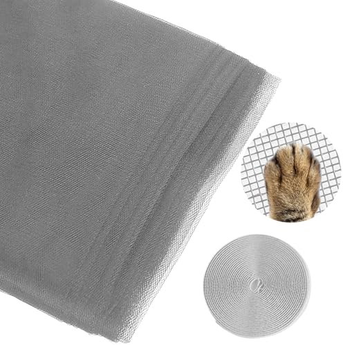 Fliegennetz Meterware 120 x 250 cm, Fliegengitter Dachfenster Fenster Schneidbar Ersatznetz, Fliegengitter Fenster, Insektenschutz Gaze Fenster, für Fenster, Dachfenster, Balkontür (Grau)