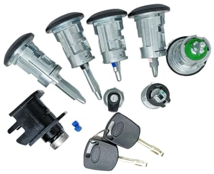 WETKUNSRUM AL116 2T1AV22050AD Juego DE Bloqueo Completo Interruptor DE Encendido Cerradura DE Puerta Izquierda Derecha Cerradura DE Maletero Apto for Ford Transit Connect 2002-2013 8PCS