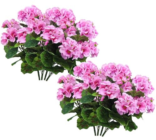 Hbbgdiy 8pcs 14 künstliche Geranien im Freien, Kunstseidenblumen uv resistente gefälschte Geraniumpflanzen für Garten, Hochzeit, Küchentisch Herzstück für Heimküche, Herzstück, Her