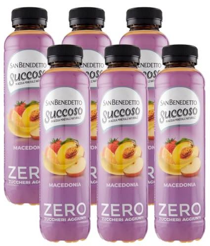 6X Succoso Zero MACEDONIA gusto di Pesca, Banana, Mela, Mandarino e Fragola, Succo di Frutta Senza Zuccheri Aggiunti 400ml (2025)