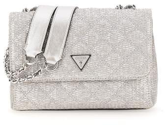 GUESS Umhängetasche Schultertasche Giully II Compound Convertible Flap Bag Silber silberfarben