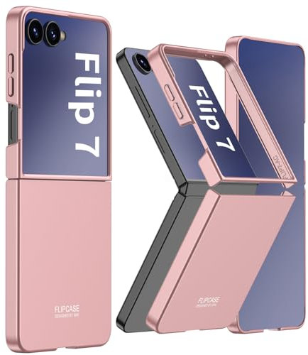 FTRONGRT Cover Compatibile con Samsung Galaxy Z Flip 7, Ultra Sottile, Antigraffio, Anticaduta PC Custodia Protettiva Pieghevole. Dolce Rosa