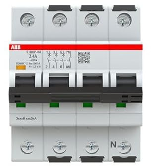ABB S303 Leitungsschutzschalter Typ Z, Pol 3+N 4A 415V, Abschaltvermögen 100 kA