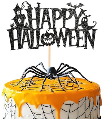 Halloween Tortendeko, Happy Halloween Kuchen Deko,Cupcake Dekoration Glitzer Toppers Kuchendeko Burg,Fledermäuse,Geister,Kürbisse,Horror für cake Topper Dekoration Kuchen Dekorationen