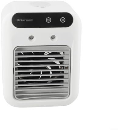 Gdfnmogo Portable Air Conditioner USB Rechargeable Personal Air Cooler with 1800mAh Battery, Adjustable Speeds, Quiet Cooling Fan for Car, Office and Travel, White