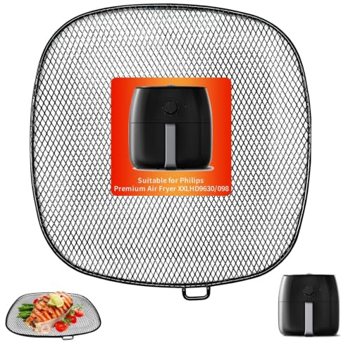 GWYXC Air Fryer Ersatzkorb Boden-Gitter für Philips Airfryer XXL HD9630 (3lb/4qt), 8.66”×8.54” (22 x 21,7 cm) SUS 304 Edelstahl Zubehör Ersatzteil Mesh-Einsatz für Philips HD9656 HD9760 HD9860