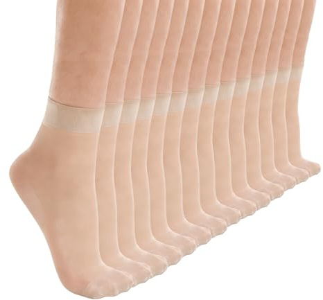 KEYRI 14 Paires de Socquettes Transparentes pour Femme, Bas Nylon Mode Chaussette Collant Nylon Chaussettes de Cheville