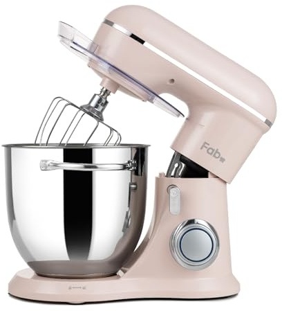 Fab-Serie 6L Küchenmaschine von Kitchen in the box, leistungsstarke Rührmaschine mit 1300W, 10 Geschwindigkeiten, ideal für den täglichen Gebrauch, inkl. Knethaken, Schneebesen & Rührhaken, Rosa