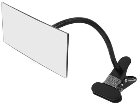 Lurrose Ansteckbarer Computer Rückspiegel Schwarz mit Klemme Verstellbarer HD Sicherheitsmonitor Spiegel für Schreibtisch und Bürokabine