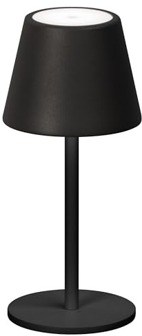 easy! BY FHL Akku Tischleuchte & Außenleuchte SALERNO – kabellose LED Leuchte dimmbar, Farbtemperatureinstellung (CCT), USB-aufladbar, ca. 40 h Leuchtdauer, Indoor & Outdoor, Höhe 20 cm (sandschwarz)