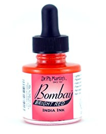 Dr. Ph. Martin's Bombay India Ink (10BY) Ink Bottle, 1.0 oz, Bright Red, 1 Bottle