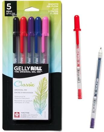 SAKURA Gelly Roll Classic, Fine Pt, Colors may vary, 5 Count