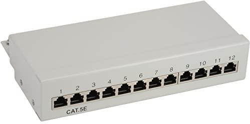 InLine® Patchfeld Cat.5e, 12-Fach, Tisch/Wand-Montage, lichtgrau, RAL7035
