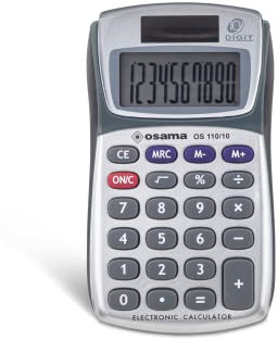 Osama Metal, 10-stelliger Taschenrechner mit Gummirand - Silber und Schwarz