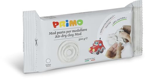 PRIMO – Knete Zubehör Knetmasse, 500 g-Kneteblock zum Formen, Kinderspielzeug 3 Jahre, Kreative Arbeiten und Hobby, Lufttrocknend, Bearbeitbar mit Feuchten Händen, Kein Brennen Erforderlich