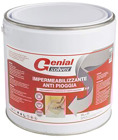 GENIAL SOLVER IMPERMEABILIZZANTE TRASPARENTE ANTI-PIOGGIA - Impermeabilizzante per Balconi e Terrazzi (2,5 litri)