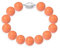 Schmuckwilli Perlenarmband für Damen & Mädchen - 20cm Länge mit 14mm großen orangen runden Perlen - Elegante Armband mit Muschelkernperlen MK Perlen für jeden Anlass - die Perlenarmreife für Frauen