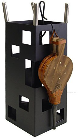 Imex El Zorro 10045 Kamin-Zubehörset, quadratisches Design, rostfrei, inklusive Blasebalg, 50 x 20 x 20 cm, Schwarz
