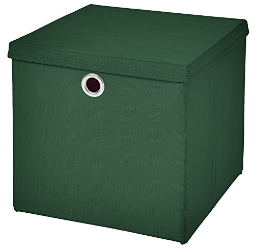 1 Stück Faltbox Dunkelgrün 28 x 28 x 28 cm Aufbewahrungsbox faltbar mit Deckel