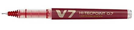 Pilot V7 Cartridge System Liquid Ink Rollerball 0.7mm Tip- Red, Box of 10
