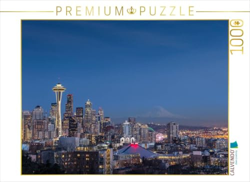 CALVENDO Puzzle Seattle Skyline at Night | 1000 Teile Lege-Größe 64 x 48 cm Foto-Puzzle für glückliche Stunden