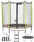 Kangui - Trampoline de Jardin 244 cm + Filet de sécurité + échelle + bâche de Protection + kit d'ancrage JUMPI Taupe/Vert 250
