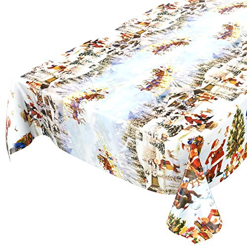 ANRO Tischdecke Weihnachten Weihnachtsmorgen 240x140 cm Schnittkante | Weihnachtstischdecke, Wachstuchtischdecke Weihnachten, Tischdecke abwaschbar – Wachstuch mit PVC-Beschichtung – pflegeleicht