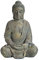 Worldconnection XXXL riesiger antiker Buddha 70cm steingrau Garten Deko Figur Skulptur Feng Shui Meditation