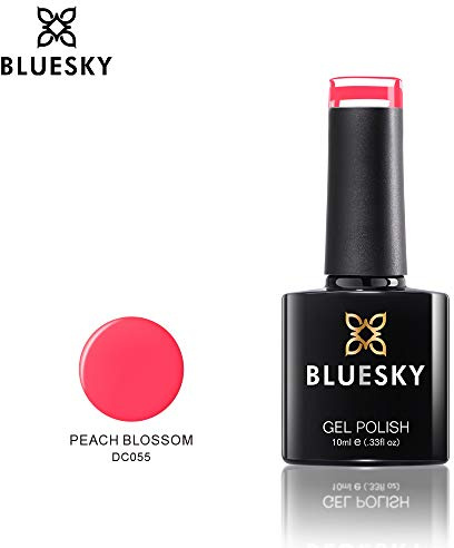 Bluesky Gel Nail Polish 10ml, Peach Blossom - DC055, Soft Peach | A delicate blush toned pink with a creamy, high gloss finish. Holds for up to 21 days, then soaks off cleanly.