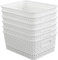 Hokky 6-Pack White Plastic Weave Basket, Woven Rattan Storage Basket, Desktop Storage Box