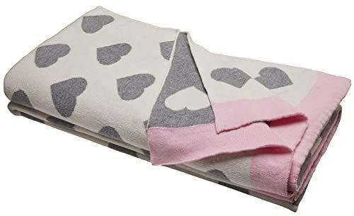 Bio Babydecke 100% Bio-Baumwolle (kbA) GOTS zertifiziert, Herzen, 130 x 170 cm