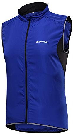 DAIHAN Homme Maillot Cyclisme sans Manches Gilet VTT Coupe-Vent Ultraléger Respirant Gilet avec Poches pour Course à Pied ou Vélo Bleu 4XL