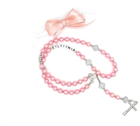 Rosenkranz mit Namen personalisiert Taufe Kommunion Konfirmation Geschenk