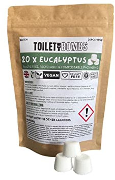Toilet Refresher Bombs | 20 Per Pack | Eco-Friendly | Plastic-Free | Natural Toilet Cleaning Fizzies (Eucalyptus)