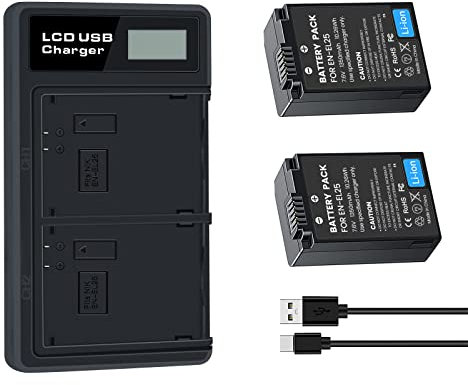 OYOMBA 2-Pack EN-EL25 Rechargeable Battery Compatible with Nikon Z50, Z 50, and Dual USB Charger for Nikon ENEL25/EN-EL25a/4241 Battery, Nikon Z FC Mirrorless, Z Series Digital Camera