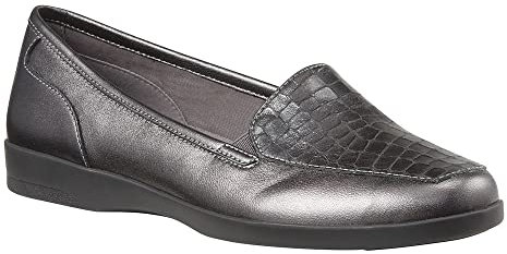 Easy Spirit Devitt Oxford Flat Damen, Zinn / Kroko-Optik, 43 EU