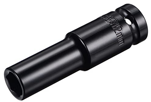 sourcing map 1/2 Drive by 12mm Deep Impact Socket, Heat-Treated CR-V Steel 3.15 Length, 6-Point Metric Sizes