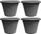 simpa Geometric Petals Plastic Plant Pots - GREY, Set of 4 Pots - 25.5cm (H) x 34cm Diameter