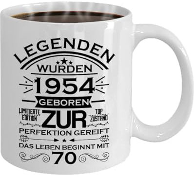 70 Geburtstag Tasse Keramik Legenden wurden 1954 geboren Mann Frau 375 ml Kaffeebecher (70 Jahre)