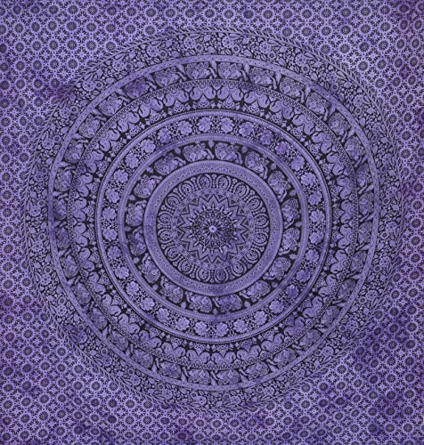 Pawakabano Tagesdecke Bettüberwurf Wandtuch Wandbehang Vorhang Überwurf Decke Wanddekoration Baumwolle Indien Mandala (42.4)
