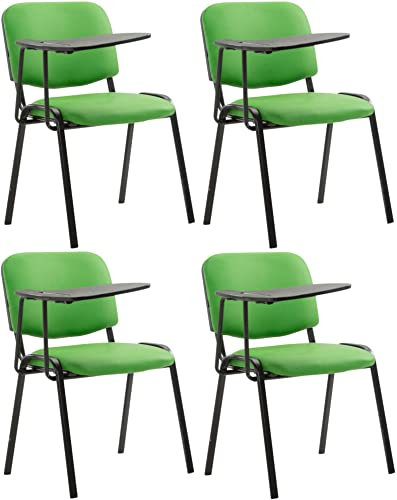 CLP 4er Set Stühle Ken Mit Klapptisch Kunstleder I Robuste Besucherstühle Mit Gepolsterter Sitzfläche, Farbe:grün