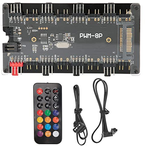 Case Fan Hub PWM + Controller ARGB 2 in 1, Fan Controller Alimentazione SATA + Controllo Scheda Madre e Telecomando per computer ventola case fan telecomando di controllo