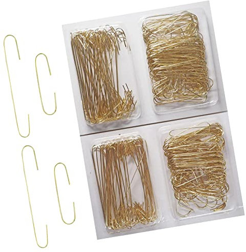 CHAMEEN 300 x Aufhänger für Christbaumkugeln & Osterdeko in Gold - Längen 4 cm 200 x & 6,5 cm 100 x Haken zum einfachen & sicheren Aufhängen von Ostereiern & Weihnachtskugeln