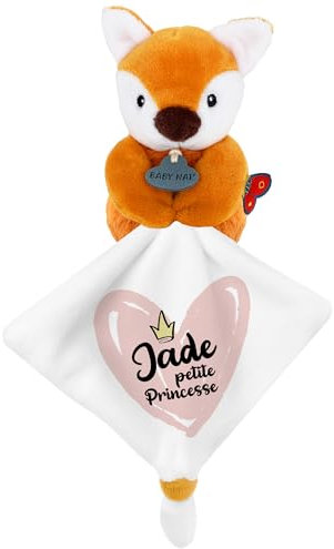 KDO MAGIC - Personalisiertes Schmusetuch - Personalisiert mit einem Namen - Anpassbares Geschenk für Kinder - Geschenkidee zur Geburt, Baby, Geburtstag, Taufe (Motiv: Kleine Prinzessin, Fuchs)