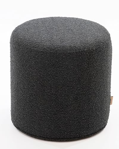 SIX Design Pouf Polsterhocker Sitzhocker Fußhocker rund 42x40 Webstoff Anthrazit