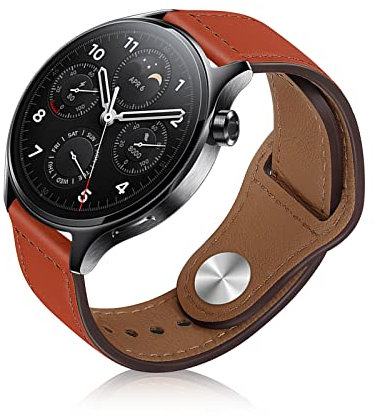 ToVioc 22mm Correa Compatible con Xiaomi Watch S4/S4 Sport/S3/S1 Pro, Correa de Repuesto de Cuero Adecuada para 46mm of Huawei Watch GT 6/GT 6 Pro/GT 5/GT 5 Pro, Ultimate 2/1 - Naranja