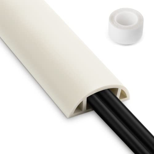 Cord Hider Floor, 3FT, Beige Cord Cover Floor, Cord Protector Floor Extension Cable Cover, Soft PVC Wire Covers - Cable Management Hide Cords on Floor - Cord Cavity: 0.7 (W) x 0.4(H)