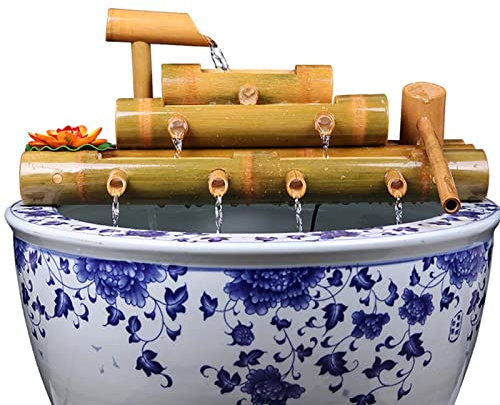 Water Features For The Garden Solar Powered,bamboo fountain kit with Pump,Easy Install in Pond or Garden,DIY Indoor/Outdoor water features for the garden fountain bamboo,50cm